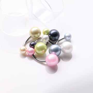 Detail View 1 of 6 Pcs of Assorted Color Pearlescent Luster Ball Belly Button Ring Package